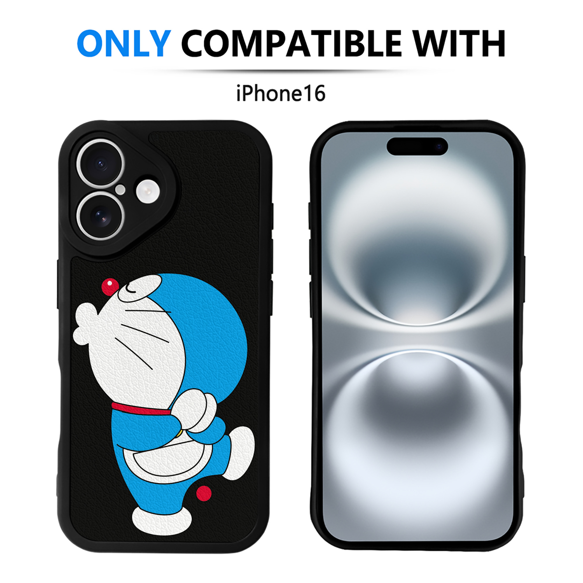 （画像用） ドラえもん Doraemon 【iPhone 16シリーズ対応】シリコンスマホケース（レザー調） 材質：シリコン